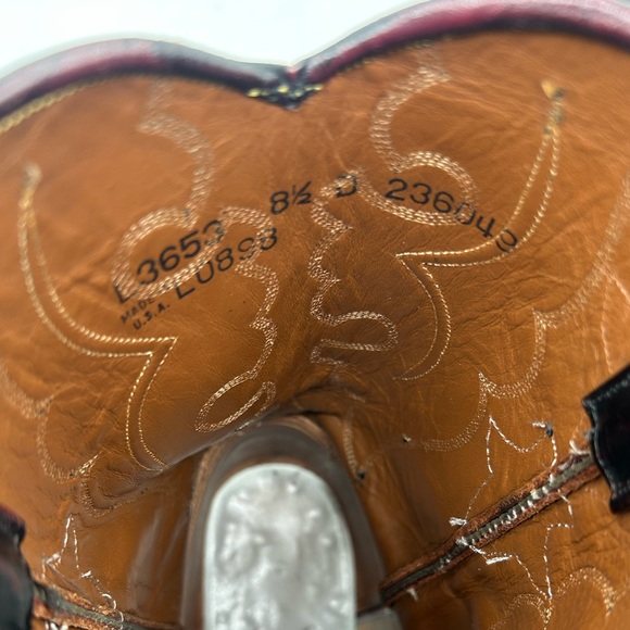 Lucchese L3653 vintage exotic Leather cowboy boot Cherry black Western M 8.5 - Picture 17 of 17